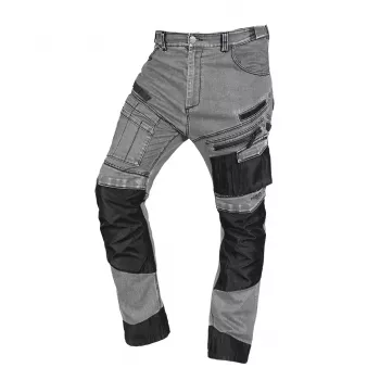 NEO TOOLS Pantalon de travail en denim avec renforts Oxford, gris, taille S