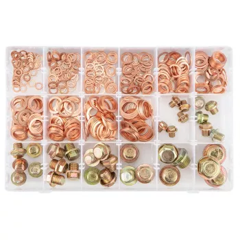 Assortiment de rondelles en cuivre NEO TOOLS, 534 pièces, diamètre intérieur 5-22 mm, joints d'étanchéité pour automobile, marine, hydraulique, sanitaire, industrie