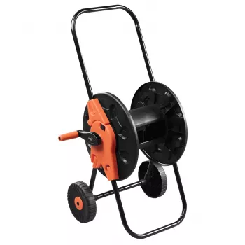 Chariot enrouleur de tuyau d'arrosage NEO TOOLS, plastique, capacité 60 m 1/2 inch, gris/orange
