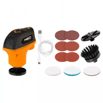 NEO TOOLS 04-604 Mini polisseuse tout-en-un 4V Li-Ion USB-C kit d'outil rotatif