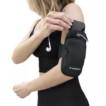 WOZINSKY Brassard de course pour smartphone, noir (WABBK1) – jusqu'à 6,7 pouces