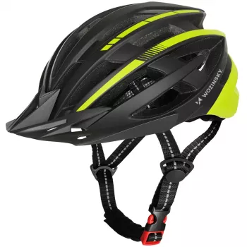Casque de VTT WOZINSKY avec visière amovible et feu arrière USB, 57-62 cm, noir-jaune