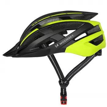 Casque de VTT WOZINSKY avec visière amovible et feu arrière USB, 57-62 cm, noir-jaune