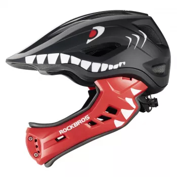 Casque de vélo convertible pour enfants ROCKBROS TT-32006 Shark avec mentonnière amovible, taille S (48-52 cm), noir