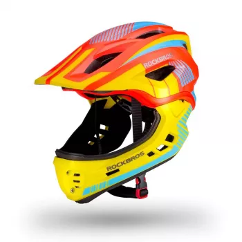 Casque de vélo enfant ROBOROCK Rockbros TT-32SOYB-M avec protège-menton amovible, taille M, jaune-orange
