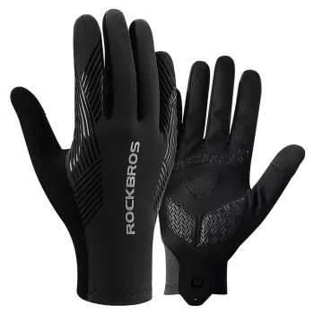 Gants de cyclisme à doigts longs ROCKBROS printemps/été/automne, taille L - noirs
