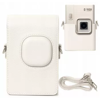 LOVEINSTANT Étui de protection en cuir PU gris pour Fujifilm Instax Mini LiPlay+ appareil photo instantané hybride avec bandoulière