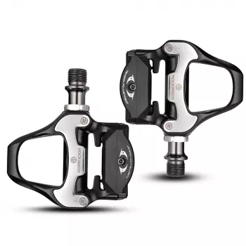 Pédales de vélo de route ROCKBROS LP-RD2BK compatibles Shimano SPD-SL avec cales jaunes - noir argent