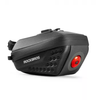 Sacoche de selle à coque rigide ROCKBROS C59 avec éclairage 250 mAh, noire
