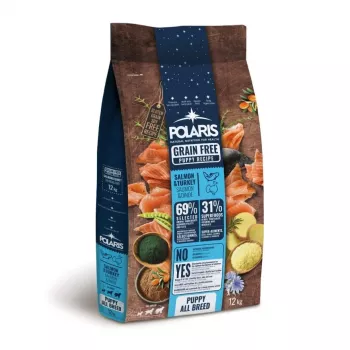 POLARIS alimentation sèche pour chiots au saumon et à la dinde, sans céréales, sac 12 kg