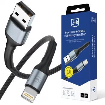 Câble 3mk Hyper Cable N-SERIES USB-A vers Lightning 1 m 5 V/2,4 A 12 W noir