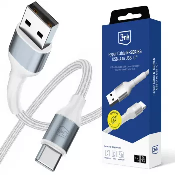 Câble 3mk Hyper Cable N-SERIES USB-A vers USB-C 1 m 18 W blanc
