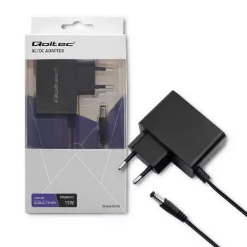 Qoltec 15W Plug-in AC/DC Power Adapter 7.5V 2A with 5.5x2.1mm Barrel Connector