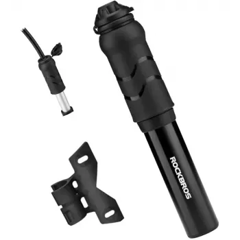 ROCKBROS 810PCS-HP Mini Hand Bike Pump with Flexible Hose for Presta & Schrader Valves - Black
