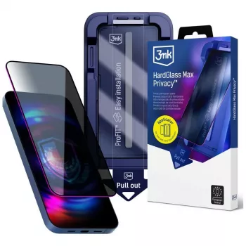 3MK HardGlass MaxPrivacy Verre de confidentialité avec applicateur pour Apple iPhone 17 Pro noir
