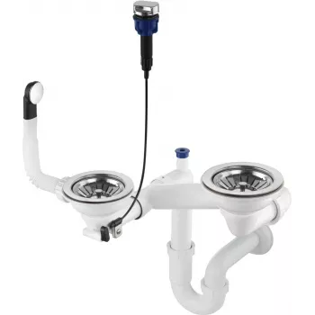 Siphon gain de place DEANTE pour éviers en granit 1,5 et 2 bacs