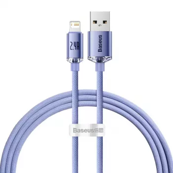 Câble Baseus Crystal Shine Lightning vers USB-A 1,2 m violet, charge rapide 2,4 A