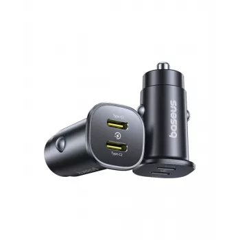 Chargeur de voiture Baseus GoTrip 2x USB-C 30 W, 12-24 V, noir