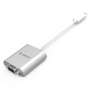 Adaptateur ORICO PTAV USB-C vers VGA et audio 3,5 mm, Full HD 1080p, 15 cm, argent