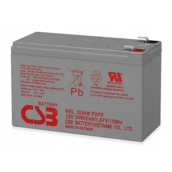 Batterie VRLA longue durée CSB HRL1234WF2 12 V 9 Ah – durée de vie nominale de 8 à 10 ans, connexions Faston F2