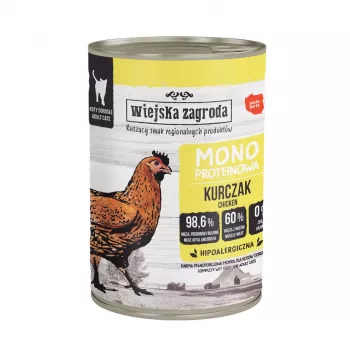 Aliment humide monoprotéique pour chat Wiejska Zagroda poulet adulte 400 g
