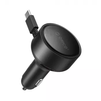 Chargeur de voiture USB-C rétractable ORICO FC-60-2C 60 W - noir