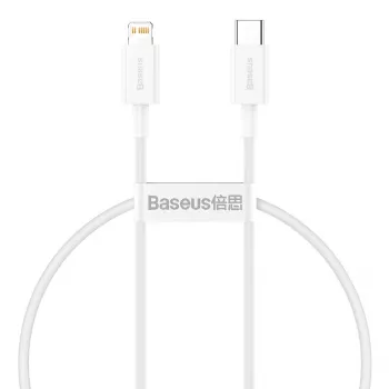Câble Baseus Superior Series USB-C vers Lightning 0,25 m blanc, charge rapide PD 20W et synchronisation de données