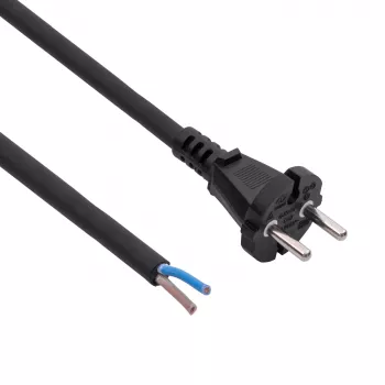 Câble d'alimentation en caoutchouc Akyga AK-OT-06S H05RR-F 2 x 1,5 mm², fiche CEE 7/17 vers extrémité libre, 5 m, noir