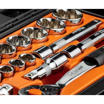 Jeu de clés à douilles NEO TOOLS 08-694 1/2 pouces, 23 pièces, acier chrome-vanadium, DIN 3124