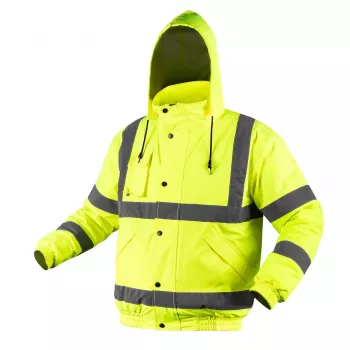NEO TOOLS 81-712-M veste de travail bomber de signalisation, légèrement isolée, jaune fluo, taille M