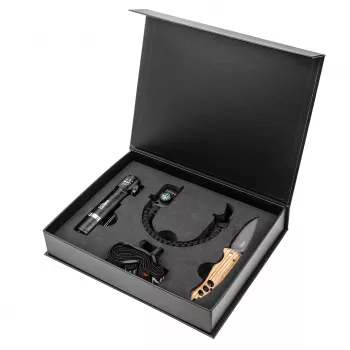 Ensemble de survie extérieure NEO TOOLS 3 pièces avec lampe frontale LED COB 120 lumens, bracelet paracorde 5 en 1 et couteau pliant en acier inoxydable