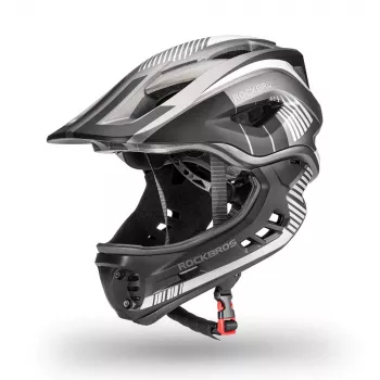Rockbros TT-32SBTG-M casque de vélo enfant avec mentonnière amovible, taille M, gris