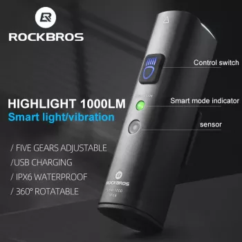 ROCKBROS V9M-1000 1000 Lumen USB-C Rechargeable Front Bike Light - Black