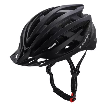 Wozinsky casque de vélo VTT avec visière amovible et feu arrière USB 54-57 cm - noir