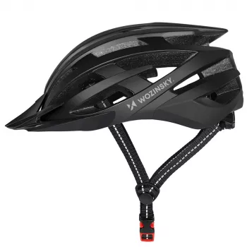 Wozinsky casque de vélo VTT avec visière amovible et feu arrière USB 54-57 cm - noir