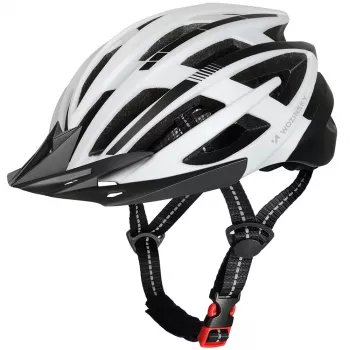 Casque de VTT WOZINSKY avec visière amovible et feu arrière USB 54-57 cm - noir-blanc