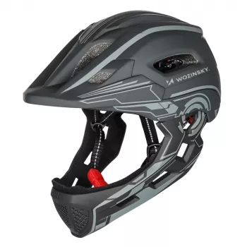 Casque de vélo intégral pour enfant WOZINSKY avec feu arrière USB 52-56 cm - gris