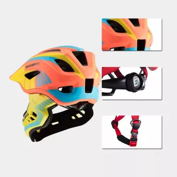 Casque enfant convertible intégral ROBOROCK Rockbros TT-32SOYB-S avec mentonnière amovible, taille S, jaune-orange