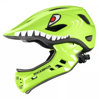 Casque de vélo enfant convertible intégral ROCKBROS TT-32003 Shark avec mentonnière amovible, vert, taille S (48-52 cm)