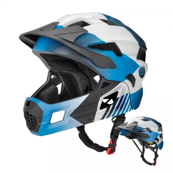 Casque de vélo enfant ROCKBROS TS-61 avec mentonnière amovible, taille M (54-57 cm), bleu