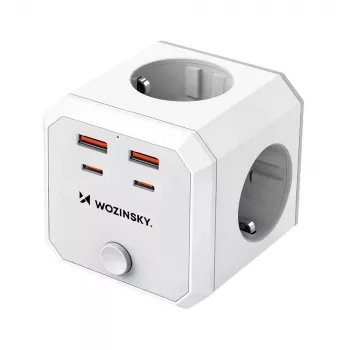 Bloc multiprise Wozinsky WKZ-4B 4x AC 2x USB-A 2x USB-C PD 20W 4000W Blanc