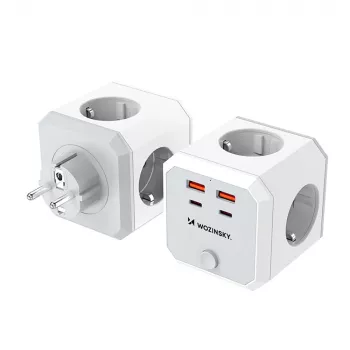 Bloc multiprise Wozinsky WKZ-4B 4x AC 2x USB-A 2x USB-C PD 20W 4000W Blanc
