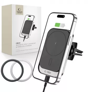 Tech-Protect CW19 MagSafe Car Phone Mount with Wireless Charging