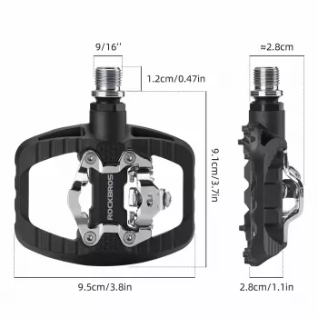 ROCKBROS PD303 Hybrid Platform Half-Lock Bicycle Pedals - Black
