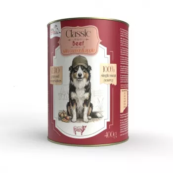 Alimentation humide sans céréales pour chien Syta Micha au bœuf et à la carotte - Boîte de 400 g