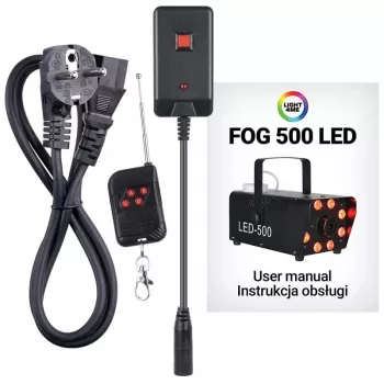 Machine à fumée LED LIGHT4ME FOG 500, 500 W, LED RGB, réservoir 0,5 L, télécommande filaire