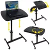 NN D2 Table de chevet réglable sur roues avec plateau inclinable, blanc/noir, 60x40 cm