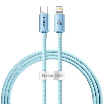 Câble USB-C vers Lightning Baseus Crystal Shine 20W, 1,2 m, bleu