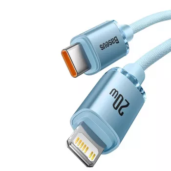 Câble USB-C vers Lightning Baseus Crystal Shine 20W, 1,2 m, bleu