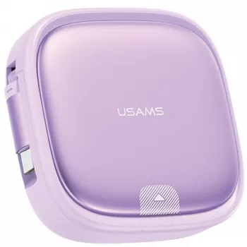 Câble de charge 3-en-1 enroulable USAMS avec boîte de rangement USB-A vers USB-C/Lightning/Micro USB 60W violet SJ650USB03